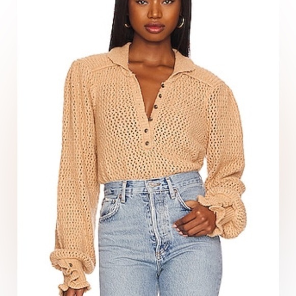 WE THE FREE PEOPLE Care FP Snowdrift Pullover in Camel Heather - Picture 1 of 10